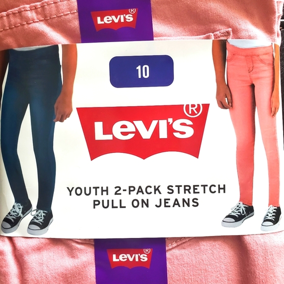 Levi's Girls Stretch Pull On Jeans 2-pack (Pink & Blue) size 10 NWT - Picture 1 of 6